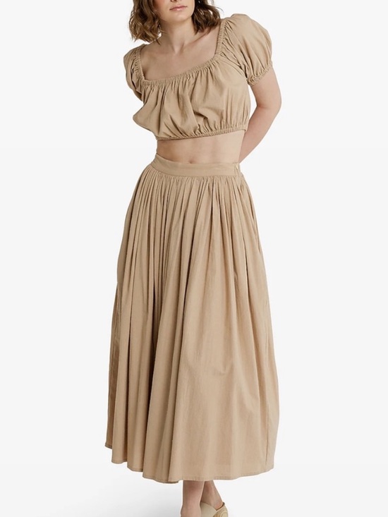 Laude The Label Dresses & Skirts - Laude the Label Bubble Top & Midi Skirt Set in Tan Sz S